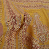Sanskriti Vintage Mustard Green Sarees Pure Silk Block Printed 6+YD Indian Sari