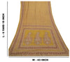 Sanskriti Vintage Mustard Green Sarees Pure Silk Block Printed 6+YD Indian Sari