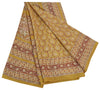 Sanskriti Vintage Mustard Green Sarees Pure Silk Block Printed 6+YD Indian Sari
