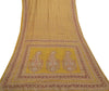Sanskriti Vintage Mustard Green Sarees Pure Silk Block Printed 6+YD Indian Sari