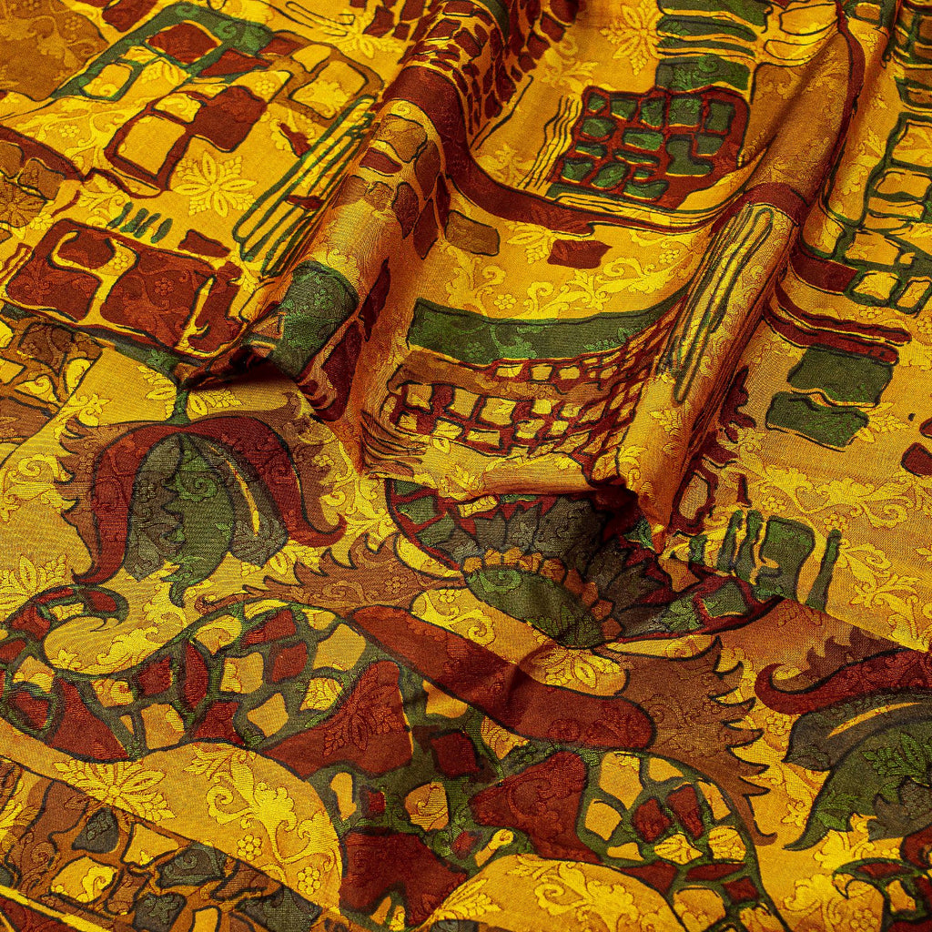 Sanskriti Vintage Indian Sarees 100% Pure Silk Printed Sari Craft 5 Yard Sustainable Fabric