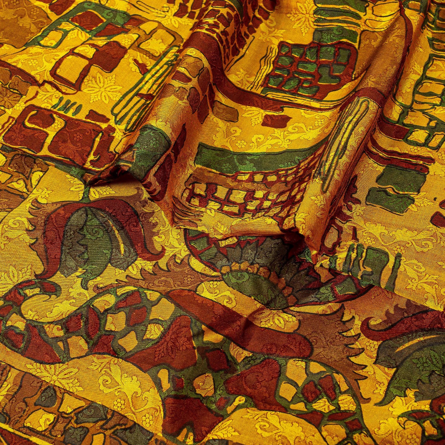 Sanskriti Vintage Indian Sarees 100% Pure Silk Printed Sari Craft 5 Yard Sustainable Fabric