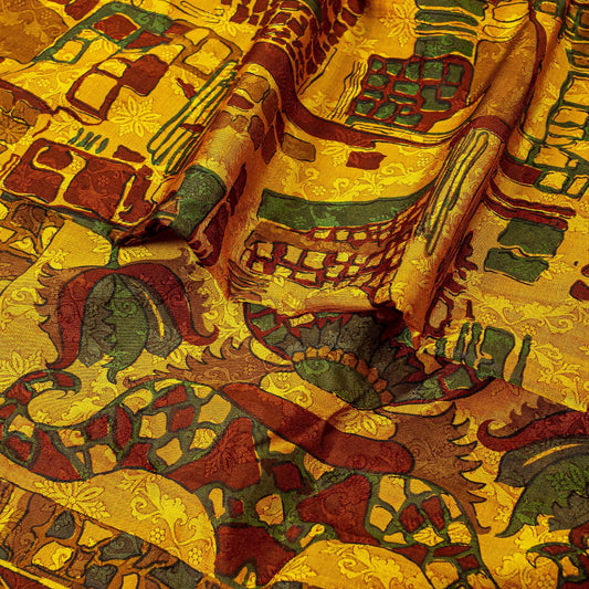 Sanskriti Vintage Indian Sarees 100% Pure Silk Printed Sari Craft 5 Yard Sustainable Fabric