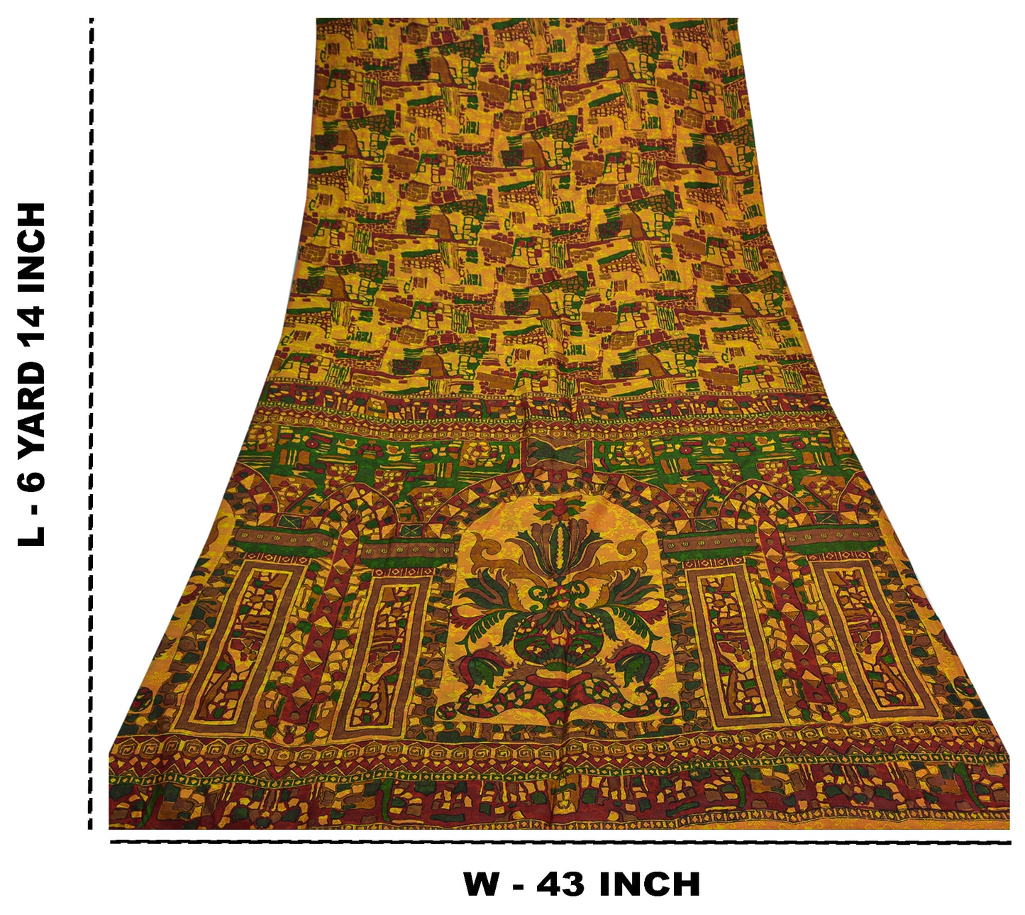 Sanskriti Vintage Indian Sarees 100% Pure Silk Printed Sari Craft 5 Yard Sustainable Fabric