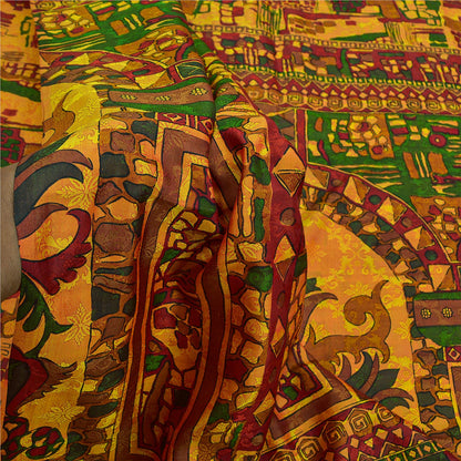 Sanskriti Vintage Indian Sarees 100% Pure Silk Printed Sari Craft 5 Yard Sustainable Fabric