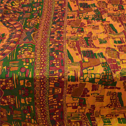 Sanskriti Vintage Indian Sarees 100% Pure Silk Printed Sari Craft 5 Yard Sustainable Fabric