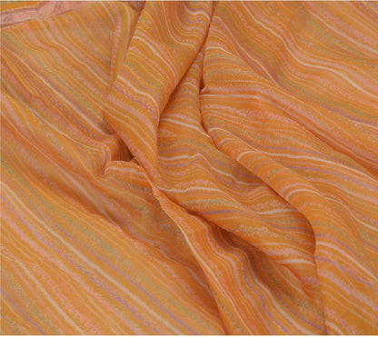 Sanskriti Vintage Mustard Sarees Indian Pure Silk Printed Sari 5yd Craft Sustainable Fabric