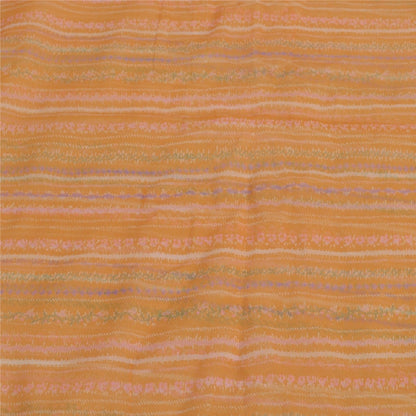 Sanskriti Vintage Mustard Sarees Indian Pure Silk Printed Sari 5yd Craft Sustainable Fabric