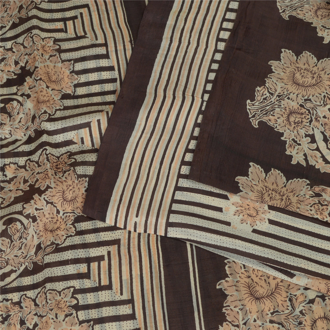 Sanskriti Vintage Sarees Pure Silk Quilting Felting Craft Fabric Printed Sari