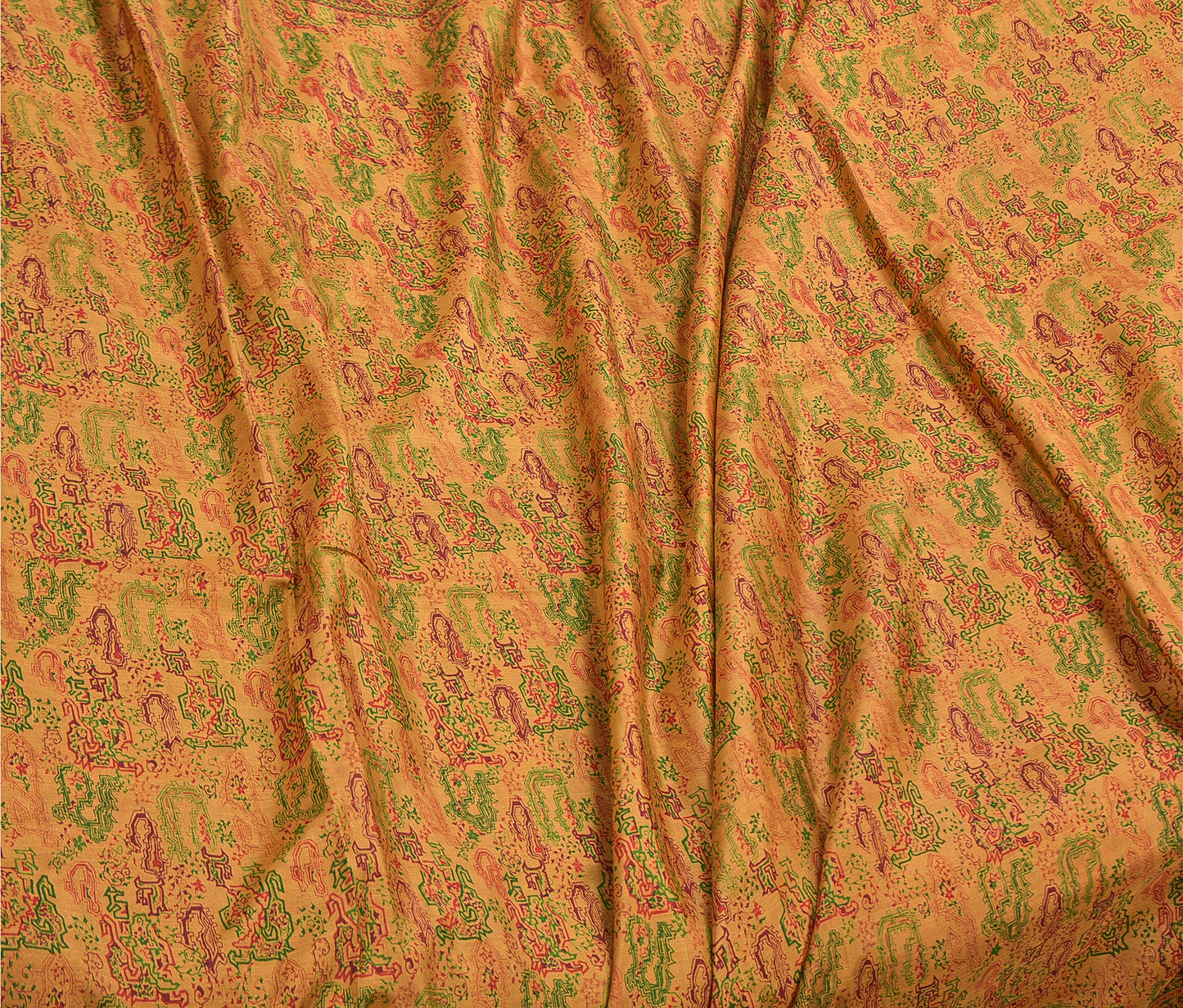 Sanskriti Vintage Brown Sarees 100% Pure Silk Printed Sari Floral Craft Sustainable Fabric