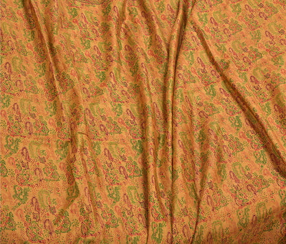 Sanskriti Vintage Brown Sarees 100% Pure Silk Printed Sari Floral Craft Sustainable Fabric