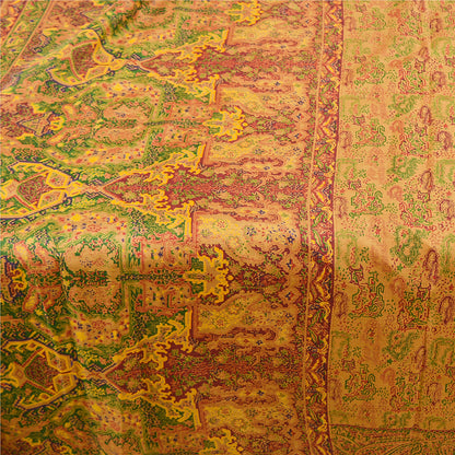 Sanskriti Vintage Brown Sarees 100% Pure Silk Printed Sari Floral Craft Sustainable Fabric