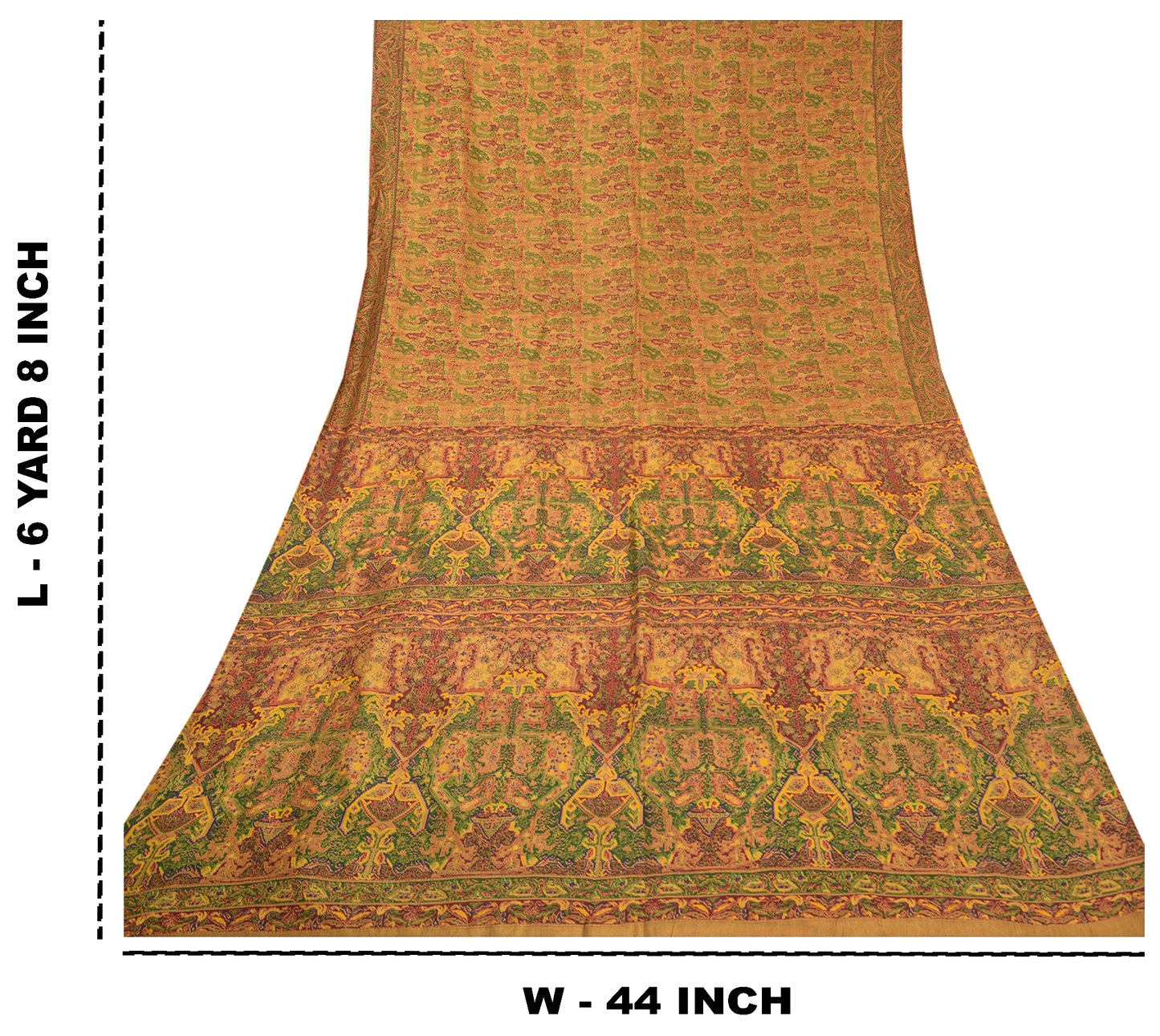 Sanskriti Vintage Brown Sarees 100% Pure Silk Printed Sari Floral Craft Sustainable Fabric