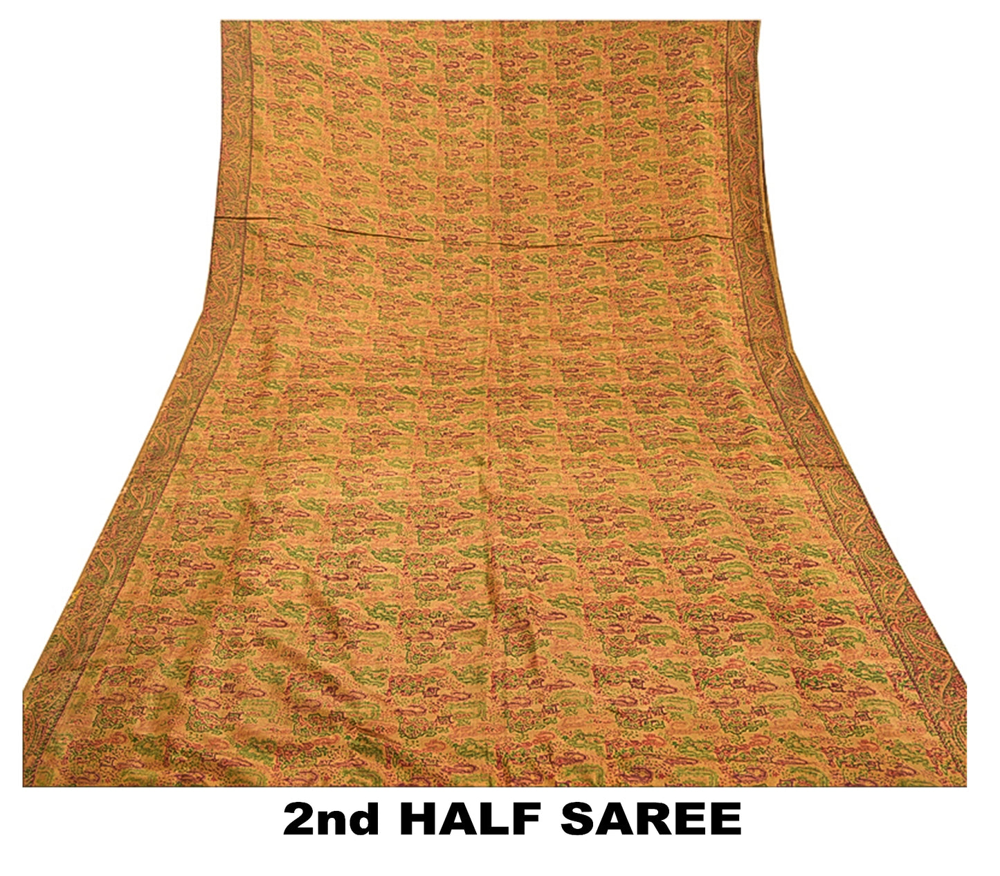 Sanskriti Vintage Brown Sarees 100% Pure Silk Printed Sari Floral Craft Sustainable Fabric