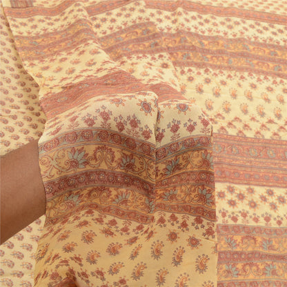 Sanskriti Vintage Dusty Pink Sarees Blend Silk Printed Sari Floral Craft Fabric