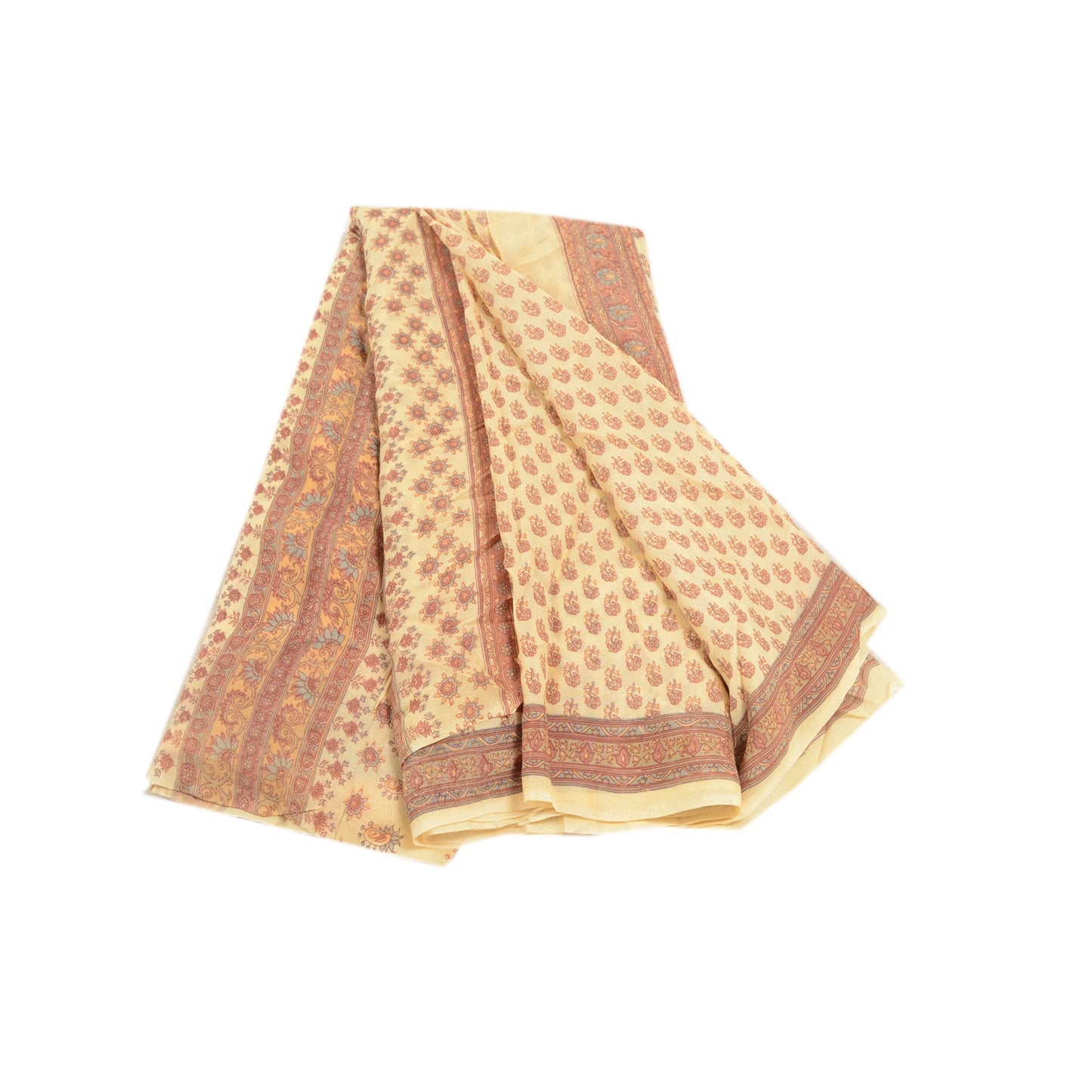 Sanskriti Vintage Dusty Pink Sarees Blend Silk Printed Sari Floral Craft Fabric
