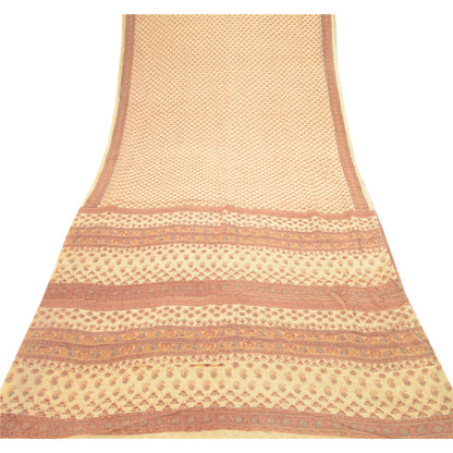 Sanskriti Vintage Dusty Pink Sarees Blend Silk Printed Sari Floral Craft Fabric