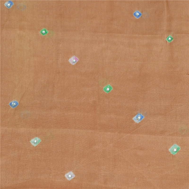 Sanskriti Vintage Brown Sarees Pure Silk Bandhani Printed Rhinestone Sari Sustainable Fabric
