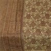 Sanskriti Vintage Brown Indian Sarees Pure Silk Printed Sari Soft Craft Fabric