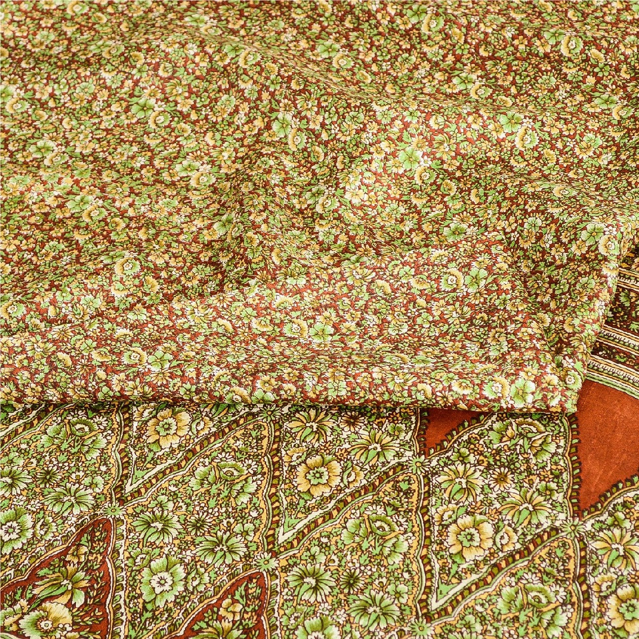 Sanskriti Vintage Dark Red Indian Pure Silk Printed Sarees Sari Soft 5yd Sustainable Fabric