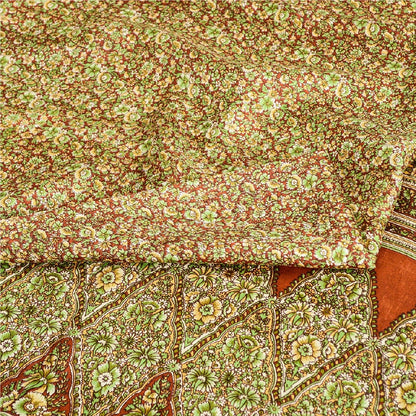 Sanskriti Vintage Dark Red Indian Pure Silk Printed Sarees Sari Soft 5yd Sustainable Fabric