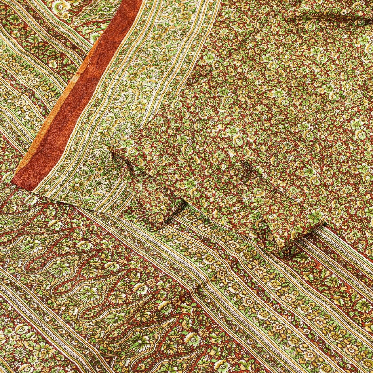 Sanskriti Vintage Dark Red Indian Pure Silk Printed Sarees Sari Soft 5yd Sustainable Fabric