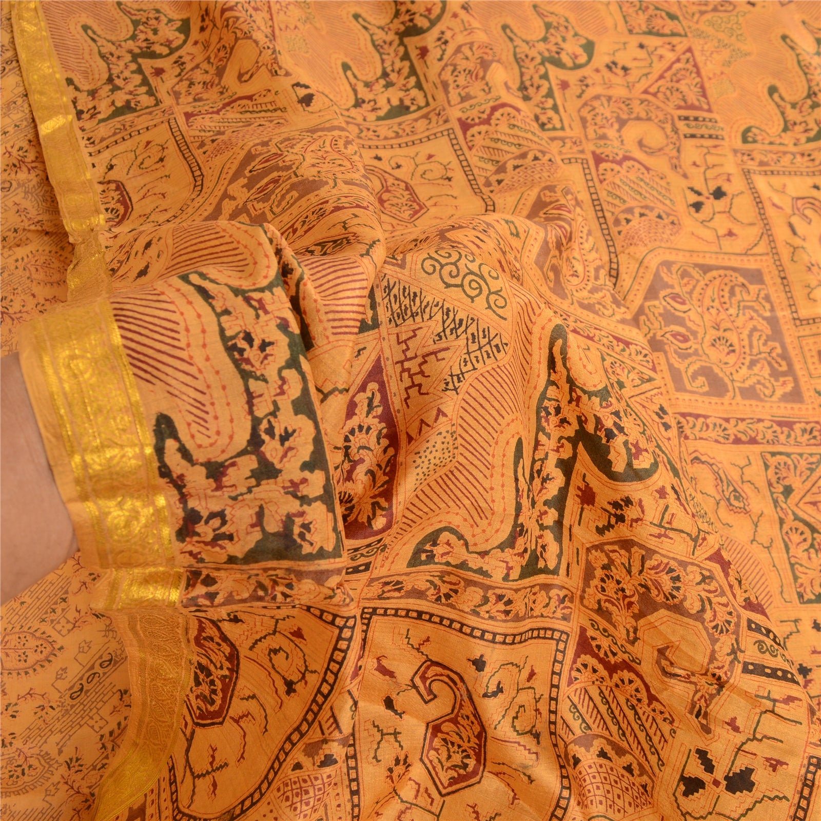 Sanskriti Vintage Pure Silk Sarees Quilting Felting Craft Sustainable Fabric Printed Sari