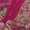 Sanskriti Vintage Pink Indian Blend Silk Sarees Printed Sari 6yd Craft Fabric