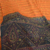 Sanskriti Vintage Orange Pure Silk Sarees Printed Sari Floral 5yd Craft Sustainable Fabric