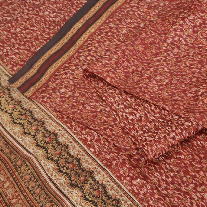 Sanskriti Vintage Sarier Indisk Rød 100% Ren Silke Trykt Sari 5yd Håndværk Bæredygtigt Stoff