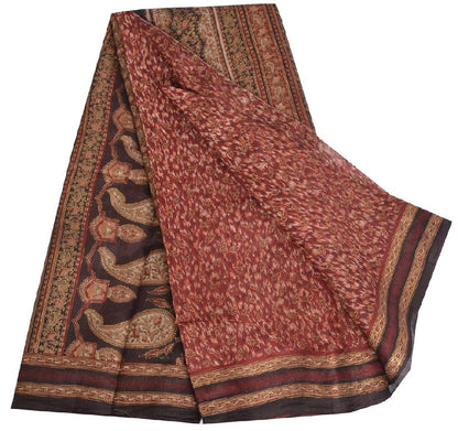 Sanskriti Vintage Sarier Indisk Rød 100% Ren Silke Trykt Sari 5yd Håndværk Bæredygtigt Stoff