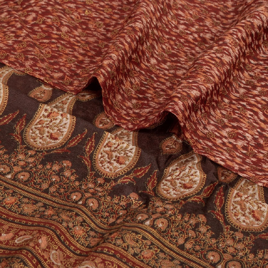 Sanskriti Vintage Sarier Indisk Rød 100% Ren Silke Trykt Sari 5yd Håndværk Bæredygtigt Stoff