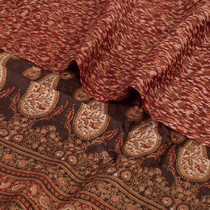 Sanskriti Vintage Sarier Indisk Rød 100% Ren Silke Trykt Sari 5yd Håndværk Bæredygtigt Stoff