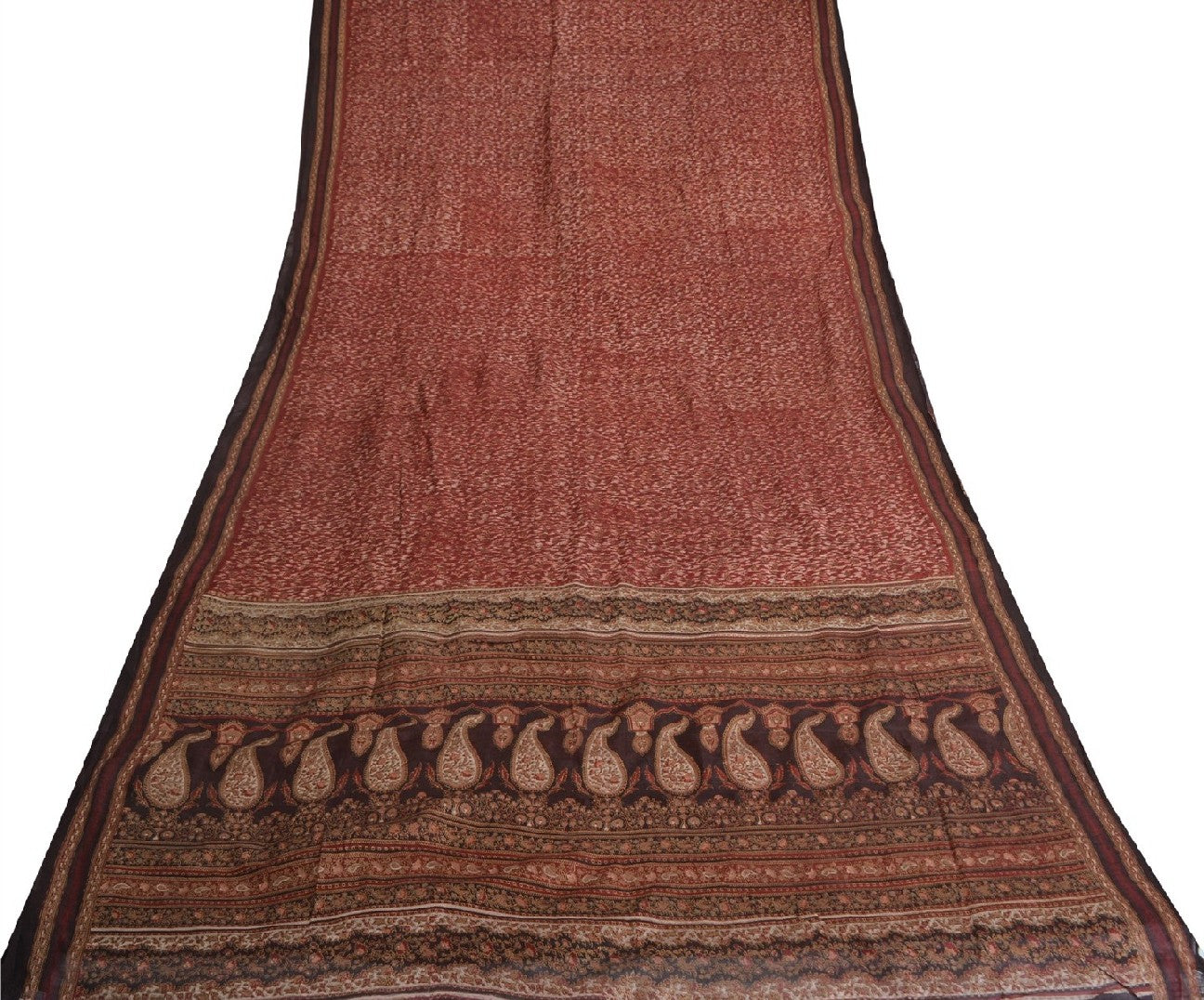 Sanskriti Vintage Sarier Indisk Rød 100% Ren Silke Trykt Sari 5yd Håndværk Bæredygtigt Stoff