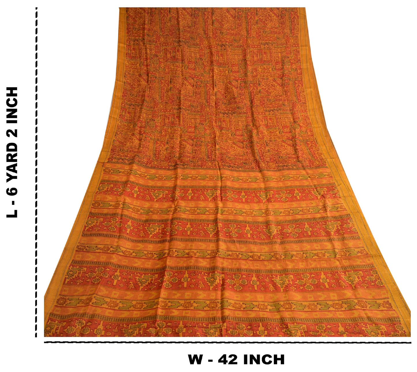 Sanskriti Vintage Dusty Red Printed Sarees 100% Pure Silk Sari 5yd Craft Sustainable Fabric