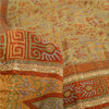 Sanskriti Vintage Orange Indian Sarees Printed Pure Silk Sari Soft Craft Sustainable Fabric