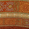 Sanskriti Vintage Orange Indian Sarees Printed Pure Silk Sari Soft Craft Sustainable Fabric