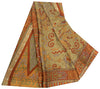 Sanskriti Vintage Orange Indian Sarees Printed Pure Silk Sari Soft Craft Sustainable Fabric