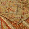 Sanskriti Vintage Orange Indian Sarees Printed Pure Silk Sari Soft Craft Sustainable Fabric