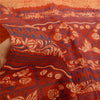 Sanskriti Vintage Orange Indian Sarees Pure Silk Printed Sari 5YD Craft Sustainable Fabric