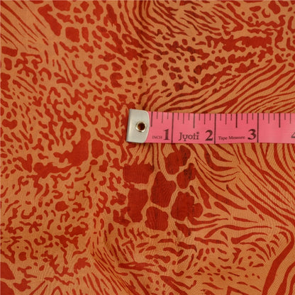 Sanskriti Vintage Orange Indian Sarees Pure Silk Printed Sari 5YD Craft Sustainable Fabric
