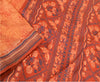 Sanskriti Vintage Orange Indian Sarees Pure Silk Printed Sari 5YD Craft Sustainable Fabric