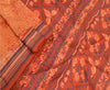 Sanskriti Vintage Orange Indian Sarees Pure Silk Printed Sari 5YD Craft Sustainable Fabric