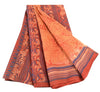 Sanskriti Vintage Orange Indian Sarees Pure Silk Printed Sari 5YD Craft Sustainable Fabric