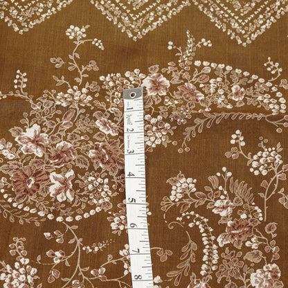 Sanskriti Vintage Brown Printed Sarees Pure Silk Sari Floral Soft Craft Sustainable Fabric
