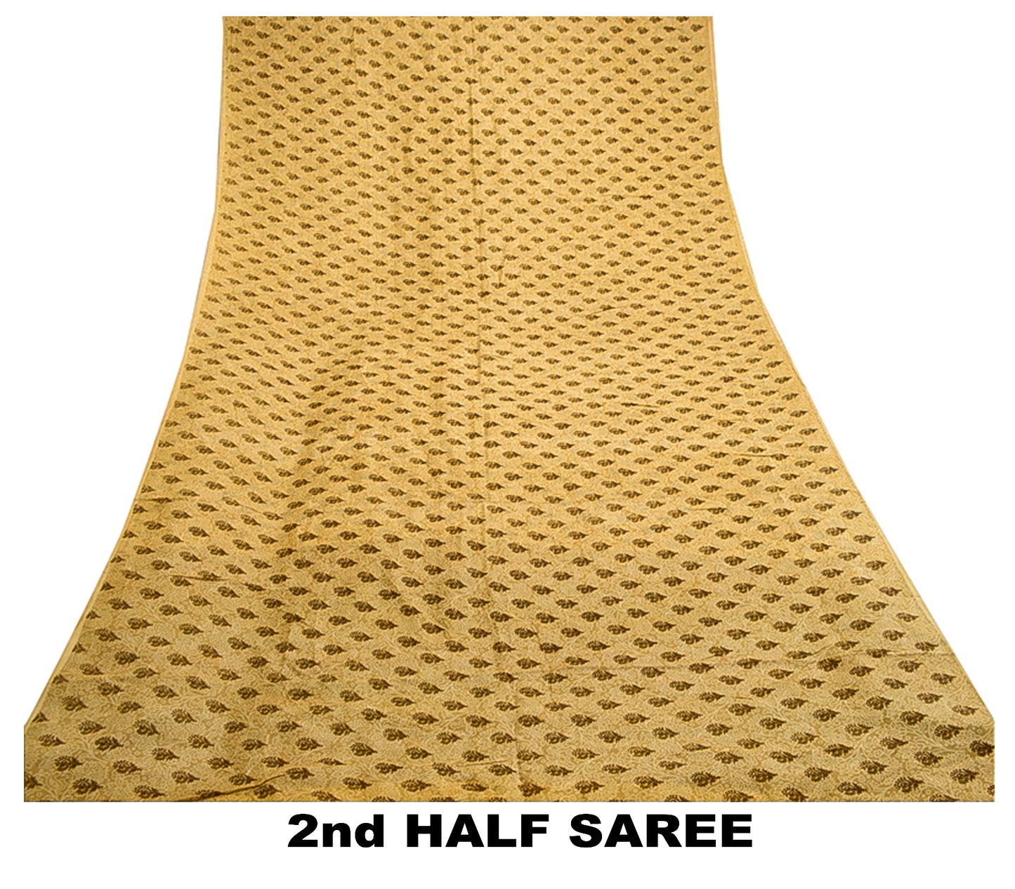 Sanskriti Vintage Cream Sarees 100% Pure Silk Printed Sari Floral Craft Sustainable Fabric