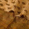 Sanskriti Vintage Cream Sarees 100% Pure Silk Printed Sari Floral Craft Sustainable Fabric