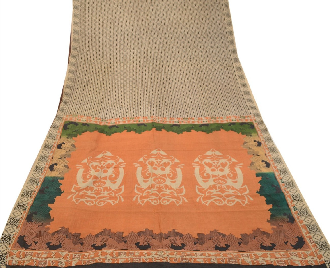 Sanskriti Vintage Black Indian Sarees Pure Silk Printed Soft Sari Craft Sustainable Fabric