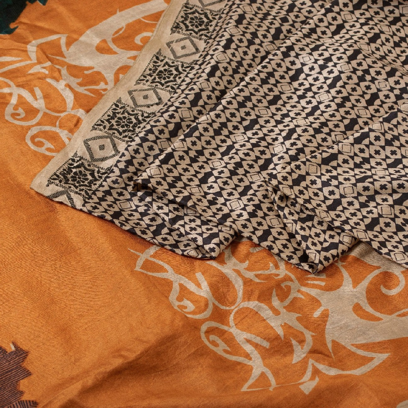 Sanskriti Vintage Black Indian Sarees Pure Silk Printed Soft Sari Craft Sustainable Fabric