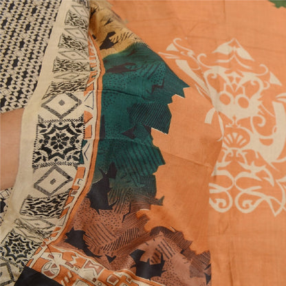 Sanskriti Vintage Black Indian Sarees Pure Silk Printed Soft Sari Craft Sustainable Fabric